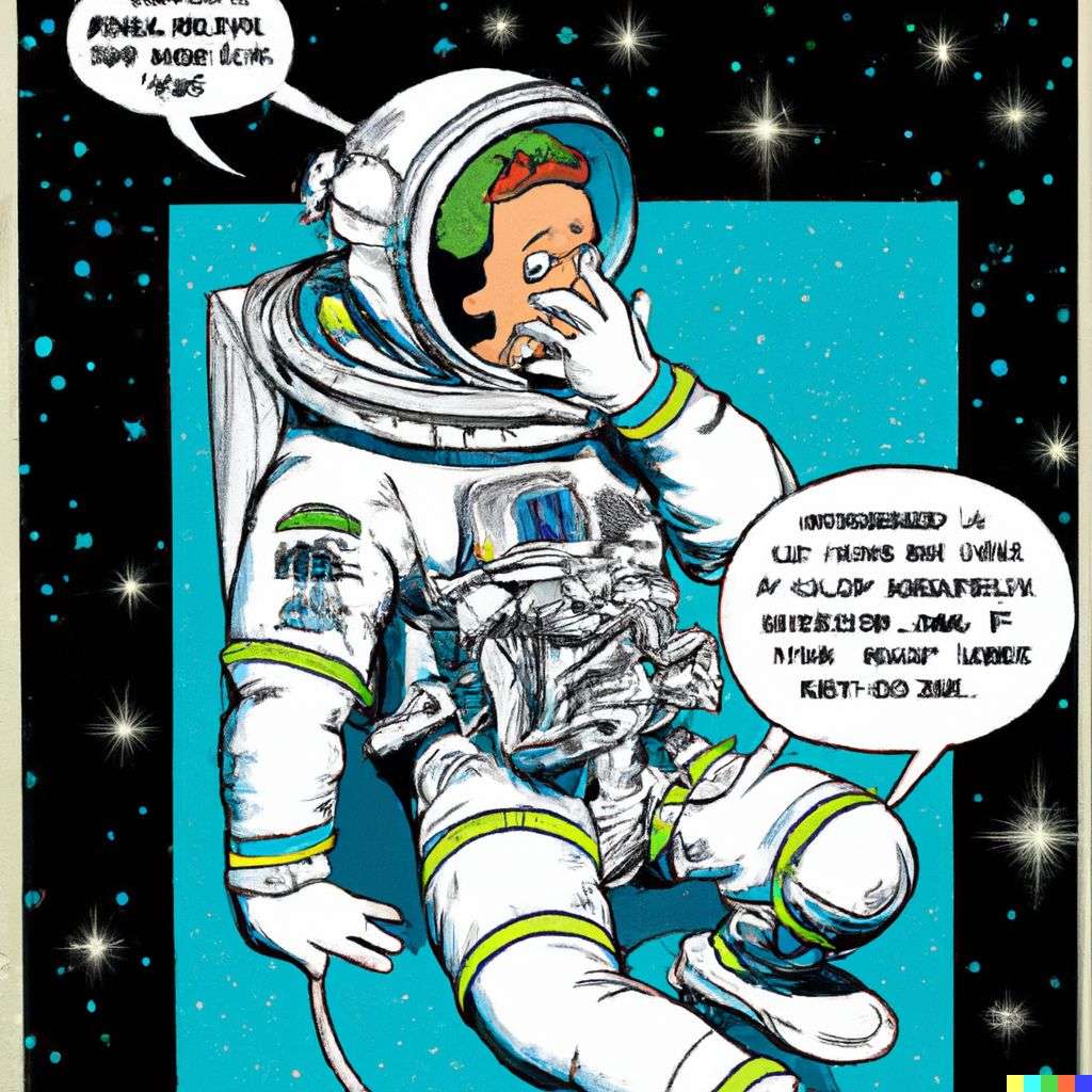 an astronaut, classic comic strip